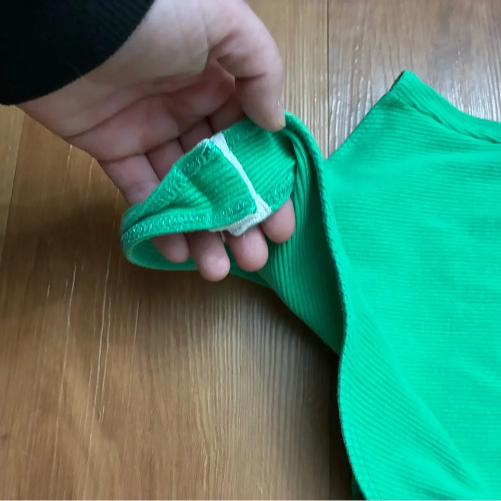 Lulus One-Shoulder Ribbed Bodysuit in Bright Green Size S - Picture 3 of 4